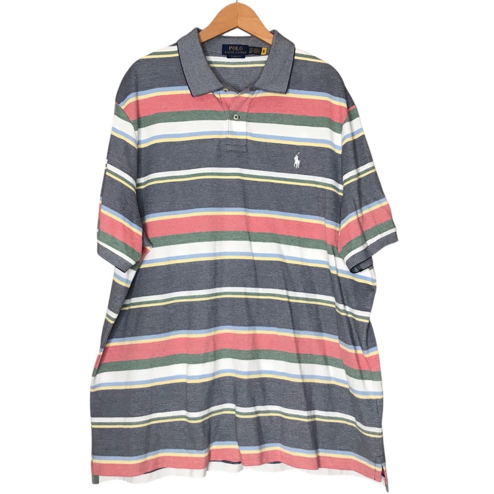 Polo Ralph Lauren Stripe Polo Shirt Multicolour Pique Cotton Men’s XXL